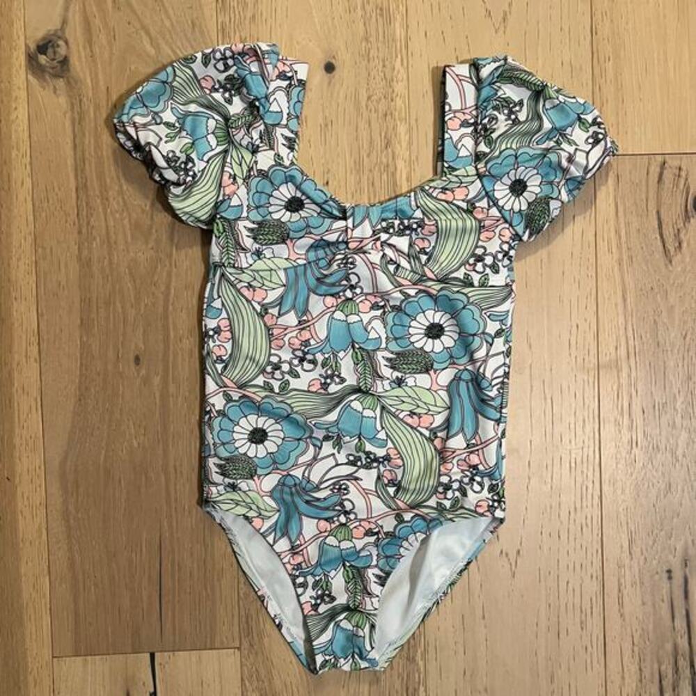 Janie and Jack - Recycled Floral Bubble Sleeve Swimsuit - Girls‎ Size 7